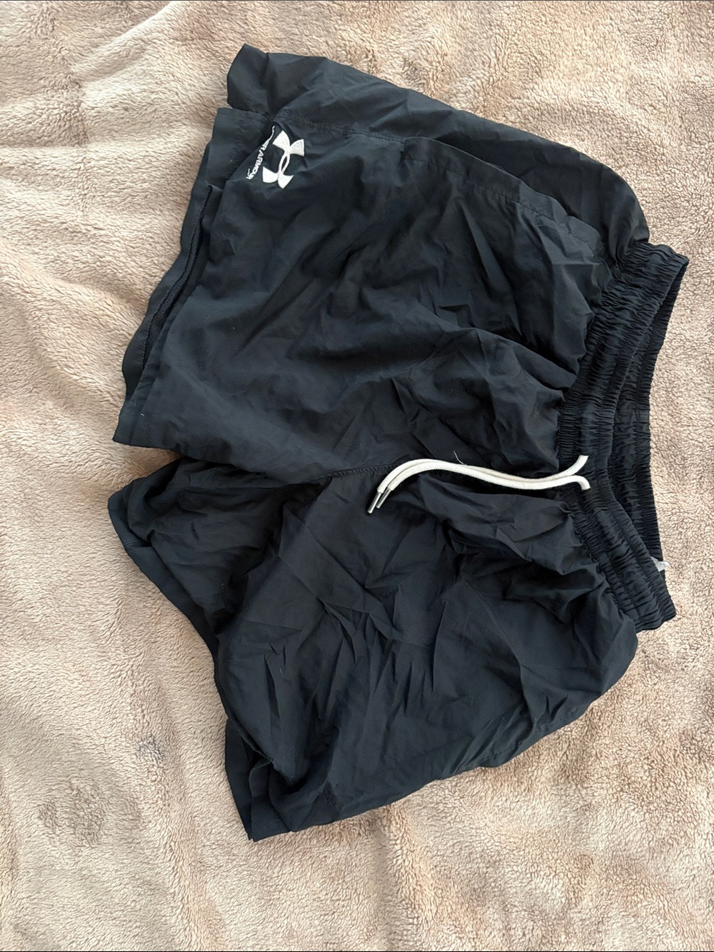 Under Armour Black Men's Lightweight Training Shorts with White Drawstring